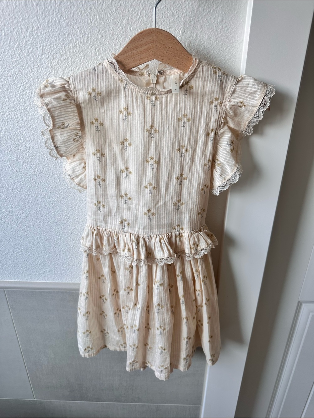 NORALEE Cream Floral Ruffle-Trim Girls Dress sz.4